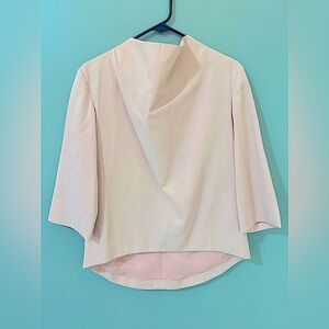 TY-LR Women’s 3/4 sleeve high neck zip back blouse lined size small blush color